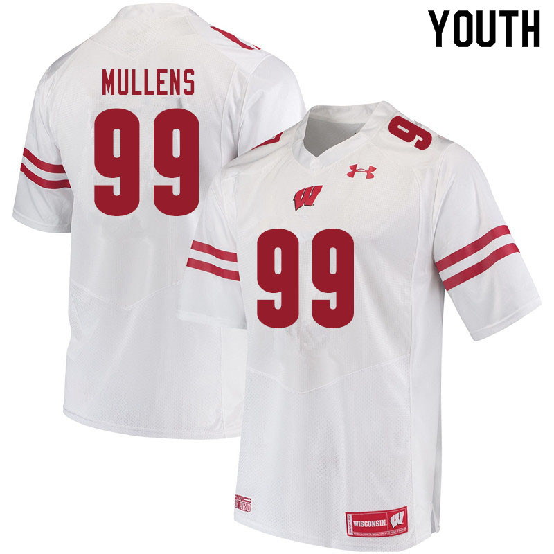 Youth #99 Isaiah Mullens Wisconsin Badgers College Football Jerseys Sale-White - Click Image to Close